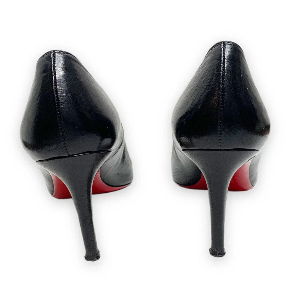❌SOLD❌ Authentic Christian Louboutin Matte Black Leather Pumps Women’s 39 1/2 - Picture 6 of 11